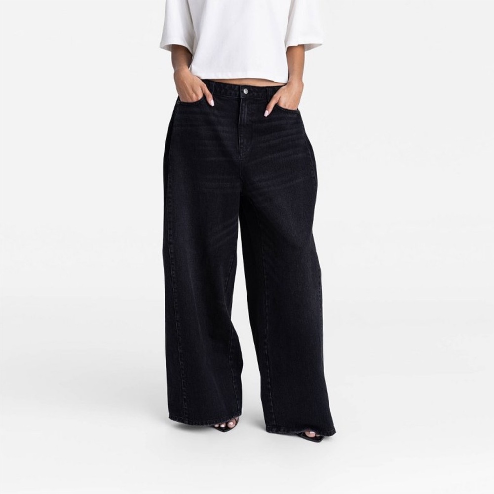 KBB by KAHLANA Women's Low-Rise Wide Leg 'The Rachel Jean' - Black Wash